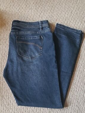 Route 66 Skinny Jeans in Blue with Tan Stitching